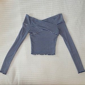 striped long sleeve crop top